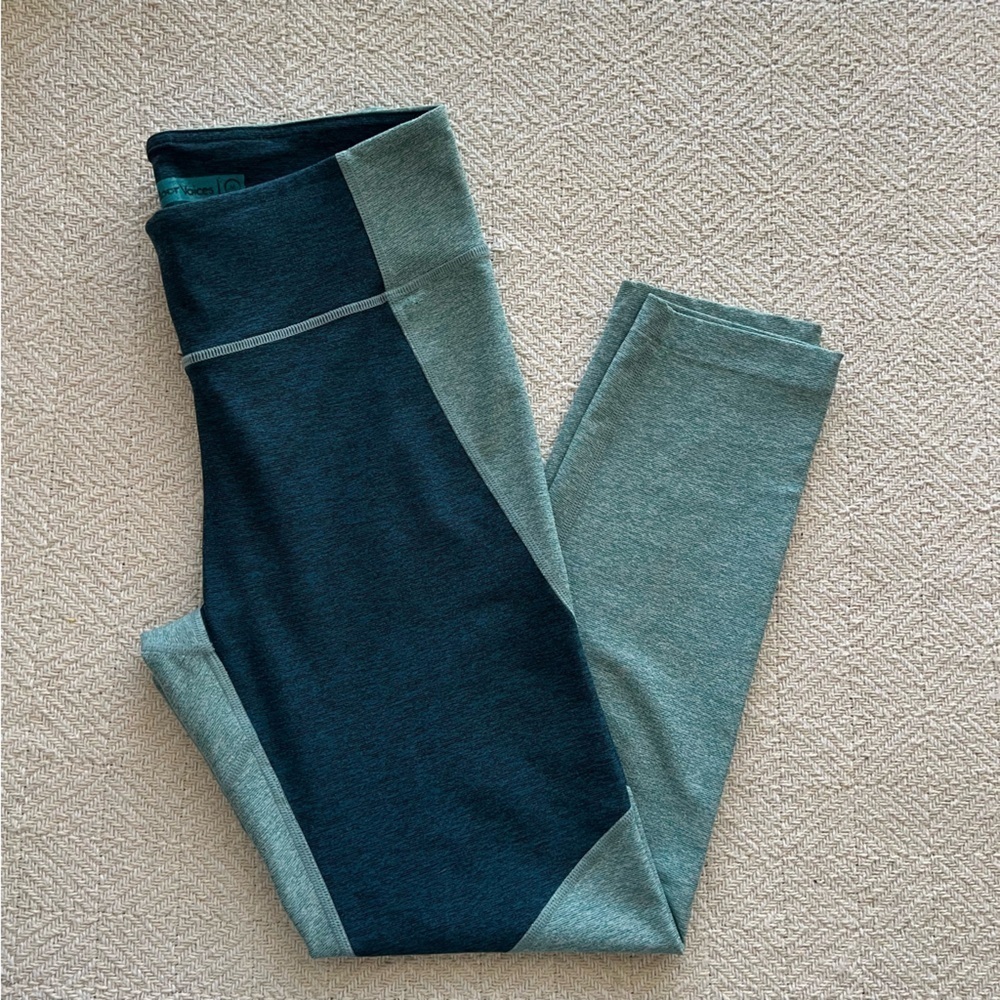 Outdoor Voices Teal Blue Color Blocked 7/8 Leggings Size Medium - Picture 2 of 5